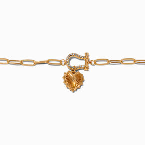 Gold-tone Heart Carabiner Chain Bracelet,