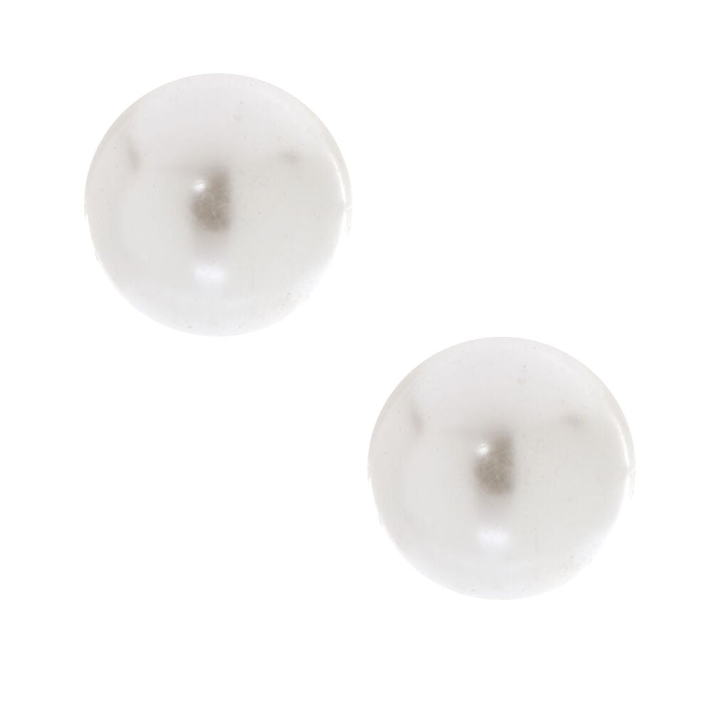 C LUXE by Claire's Sterling Silver 8mm White Pearl Stud Earrings,