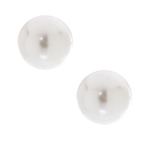 C LUXE by Claire&#39;s Sterling Silver 8mm White Pearl Stud Earrings,