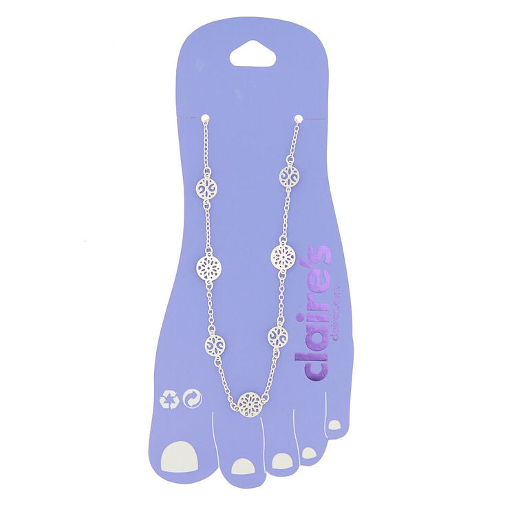Silver Circle Disk Anklet,