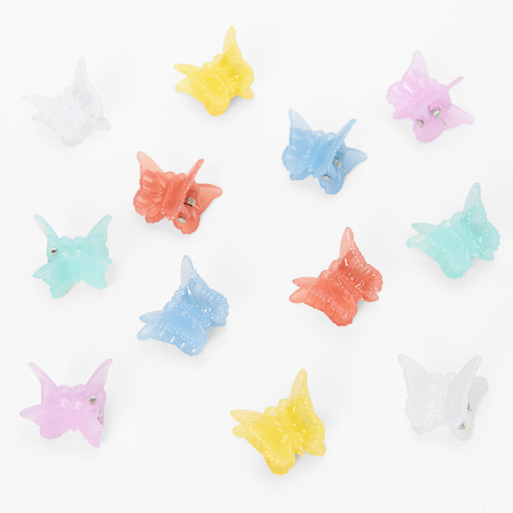 Pinces &agrave; cheveux papillon pastel - Lot de 12,