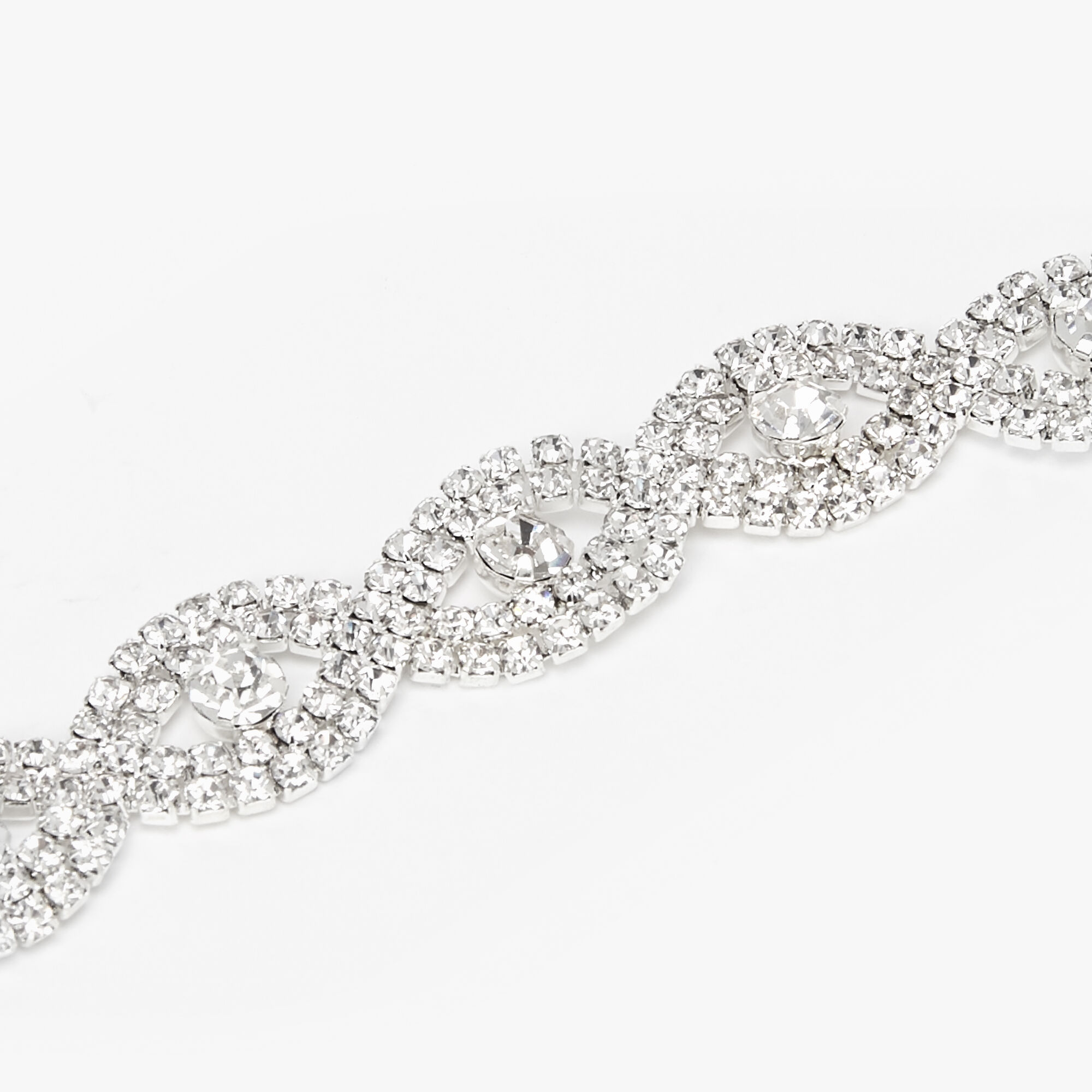 Silver Rhinestone Evil Eye Bracelet,