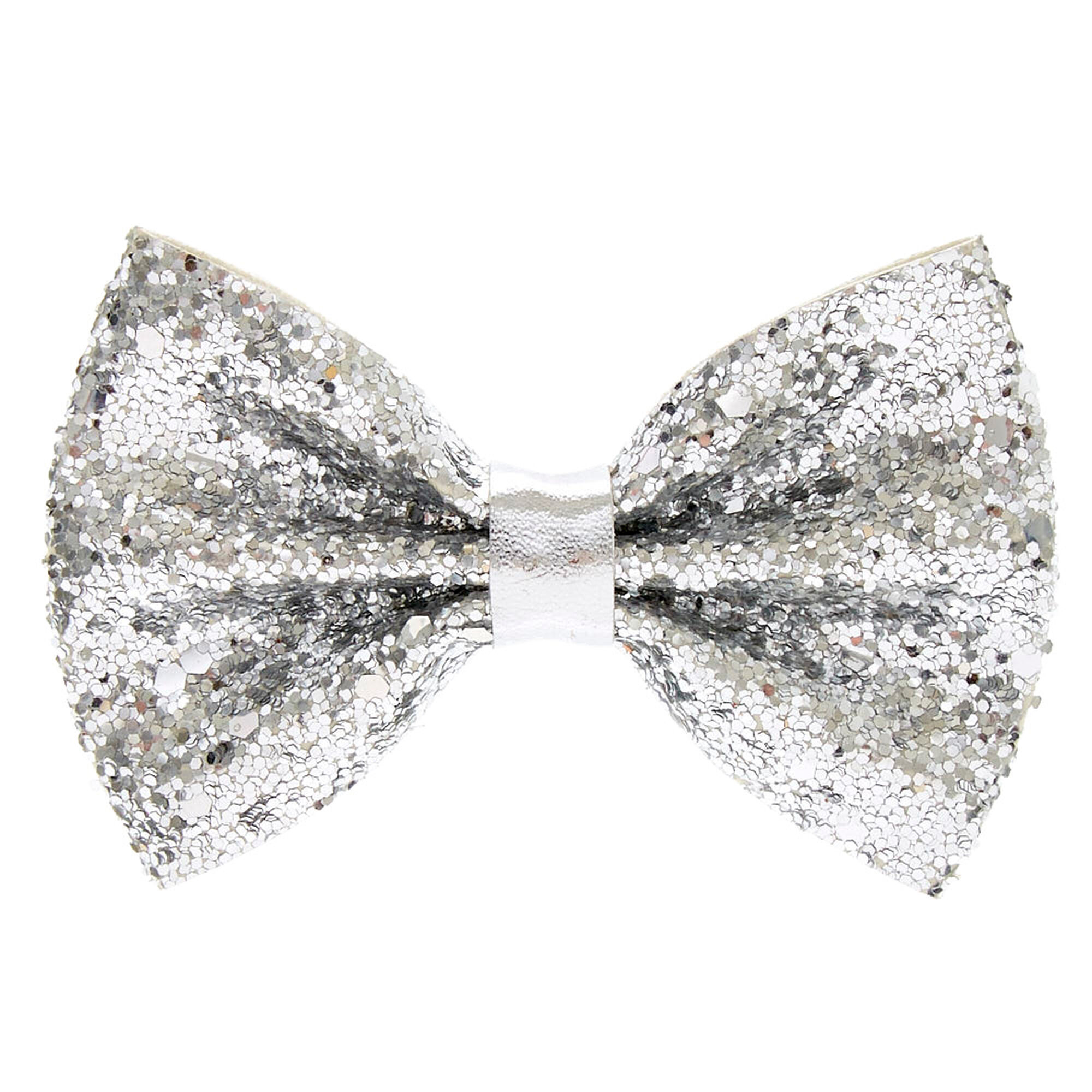 Mini Cake Glitter Hair Bow Clip - Silver | Claire's US