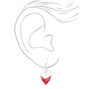 Silver 1.5&quot; Threaded Drop Earrings - Red,