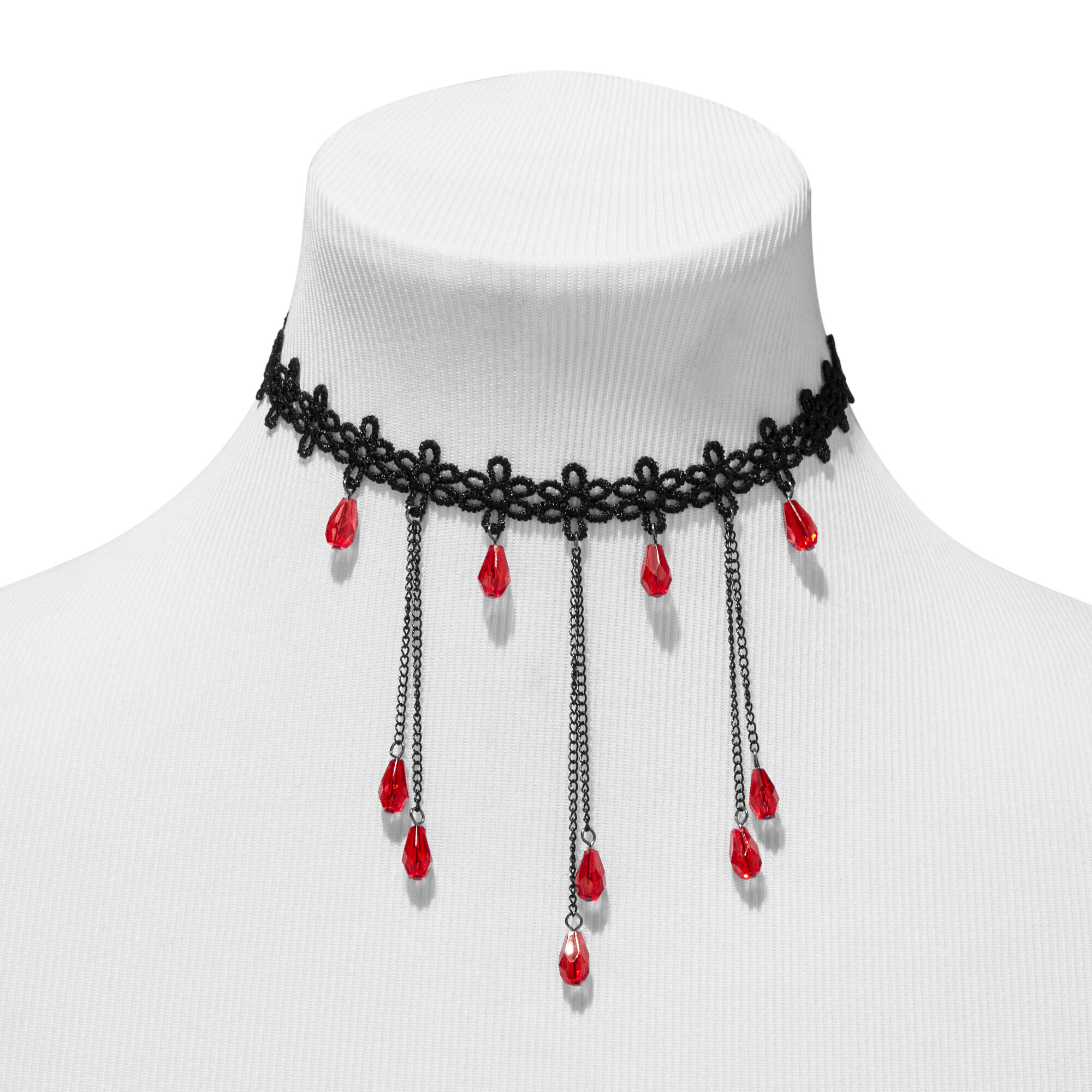 Infinite Love Necklace with Black Roses & Red Crystal Heart, Alchemy G