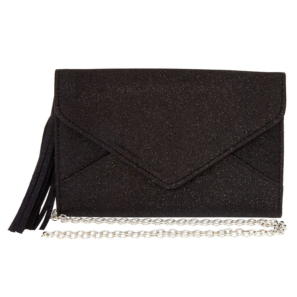 black glitter clutch purse