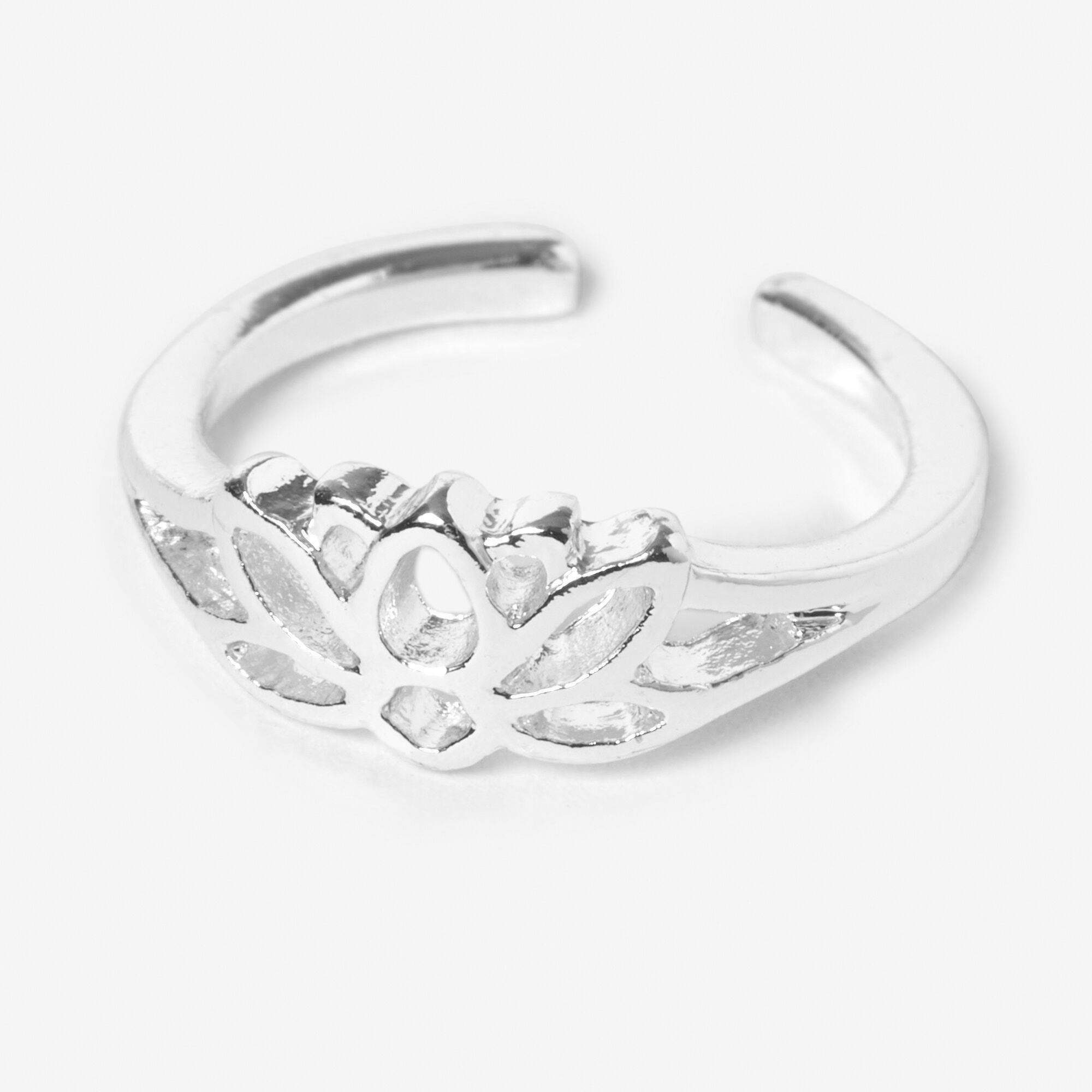 View Claires Tone Lotus Flower Toe Ring Silver information