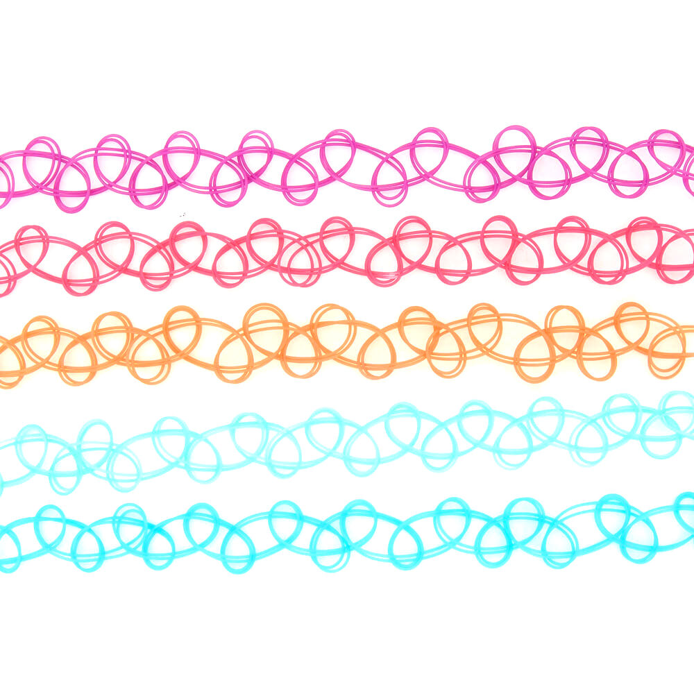 Summer Tattoo Choker Necklaces - 5 Pack,