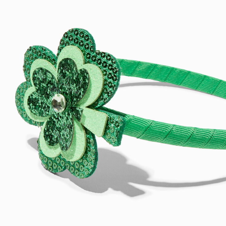 Triple Shamrock Sequin Headband,