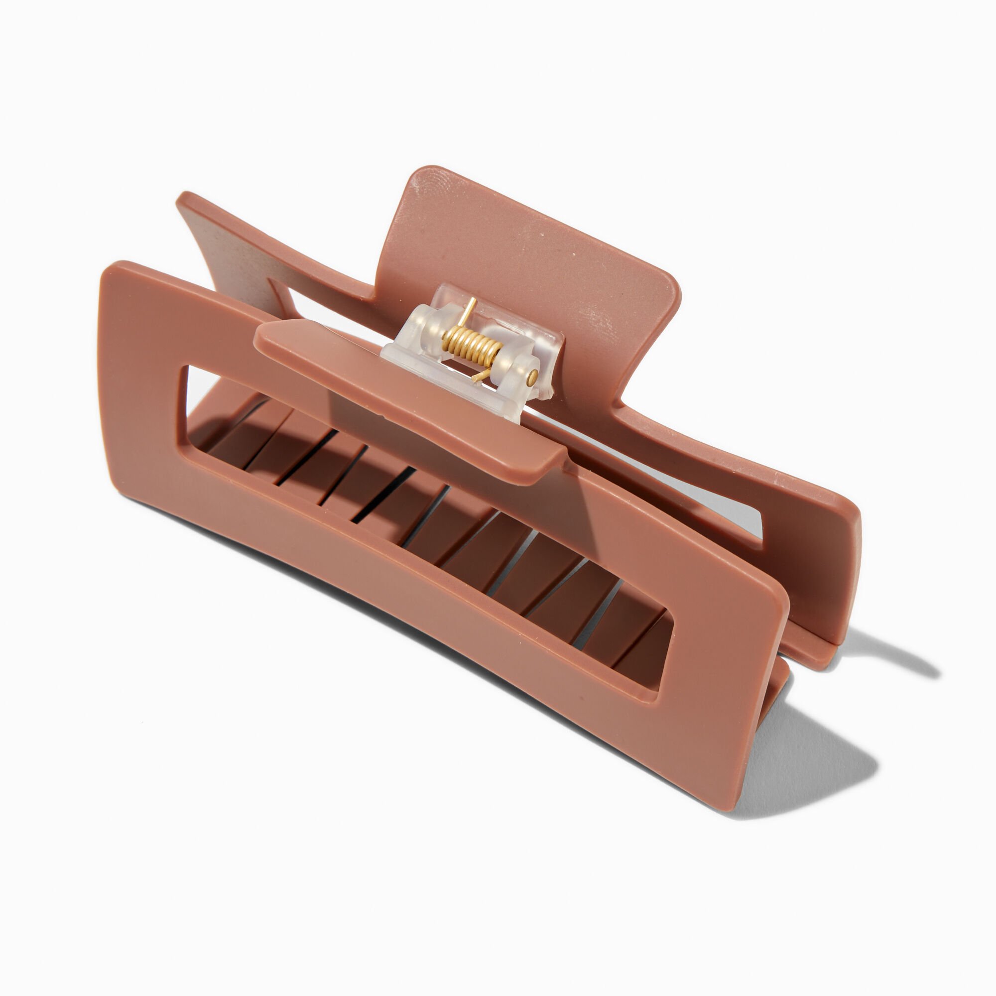 Matte Brown Rectangular Hair Claw,