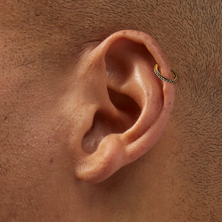 Gold-tone Stainless Steel Cubic Zirconia 18G Stud &amp; Hoop Threadless Cartilage Earrings - 3 Pack,