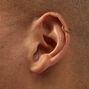 Gold-tone Stainless Steel Cubic Zirconia 18G Stud &amp; Hoop Threadless Cartilage Earrings - 3 Pack,