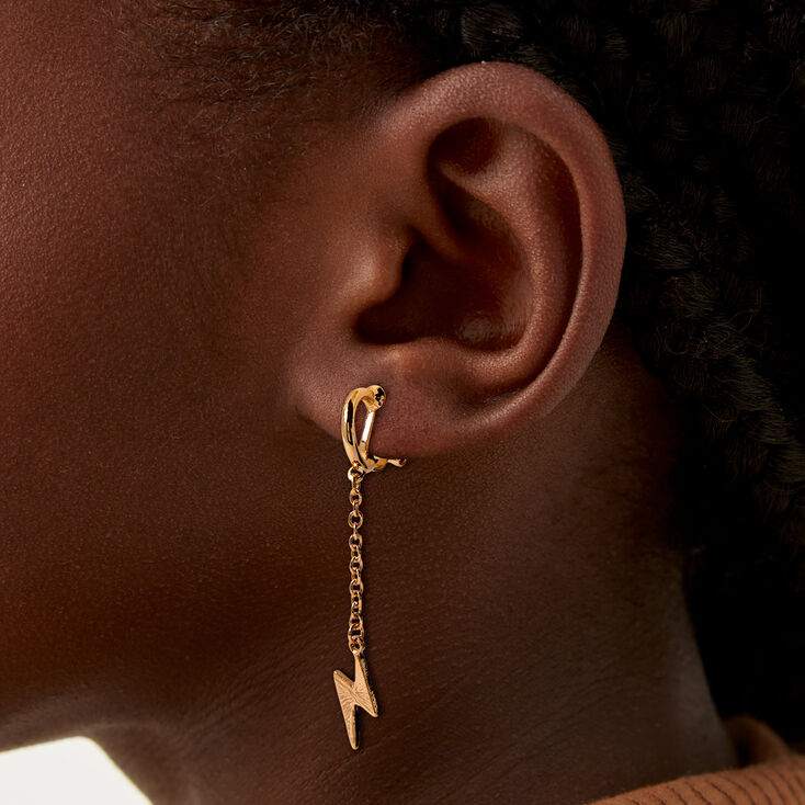 Gold-tone Lightning Linear Clip-On Drop Earrings,