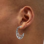 Silver-tone Moon Phases 40MM Hoop Earrings ,