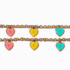 Best Friends Love Hearts Charm Bracelets - 2 Pack,