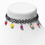 Fruit Charms Black Tattoo Choker Necklace,