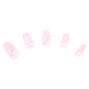 Jelly Marble Coffin Faux Nail Set - Pink, 24 Pack,
