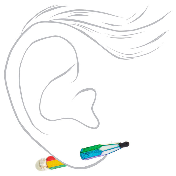 Rainbow Pencil Ear Jacket Earrings,