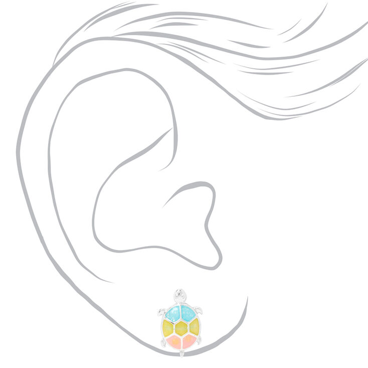 Pastel Rainbow Turtle Stud Earrings,