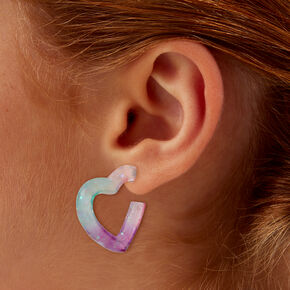 Purple &amp; Blue Glitter Heart Hoop Earrings,