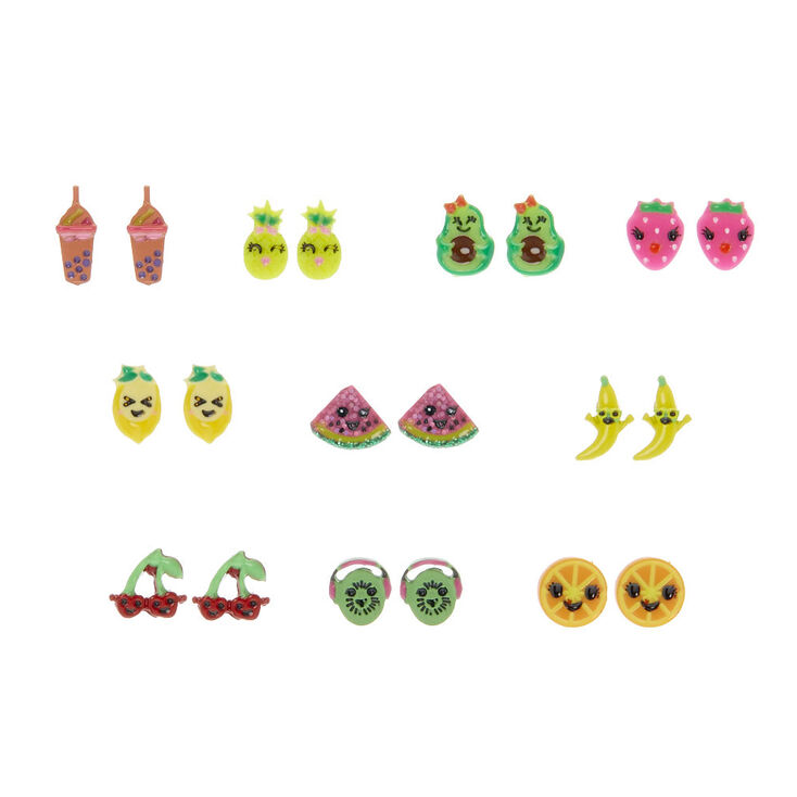 9 Pack Happy Fruit Earrings Set,