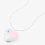 Glitter Ombre Heart Locket Necklace - Silver,