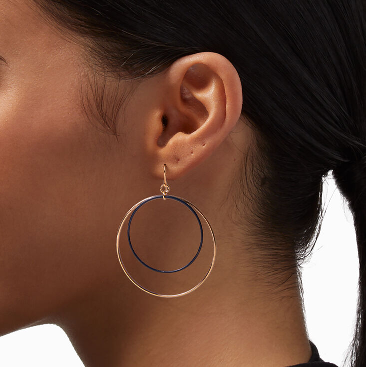 Gold 2&quot; Double Hoop Earrings,