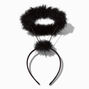 Serre-t&ecirc;te halo ange &agrave; plumes noir,
