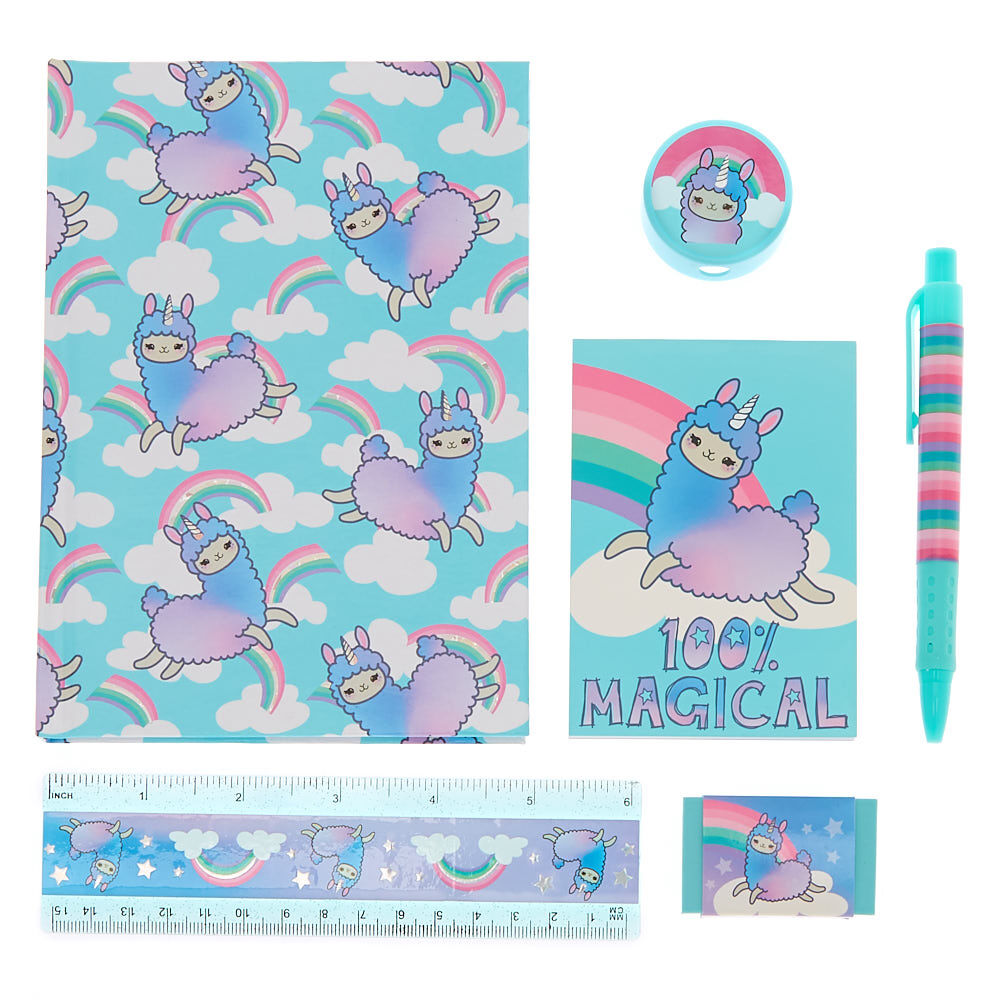 Lala the Llama Rainbow Stationery Set - Turquoise,