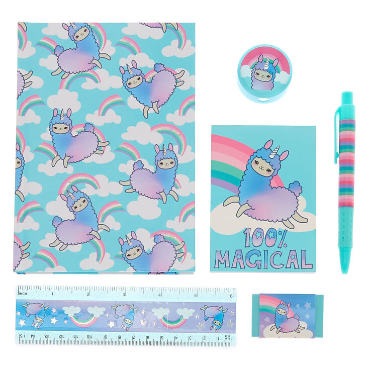 Lala the Llama Rainbow Stationery Set - Turquoise,