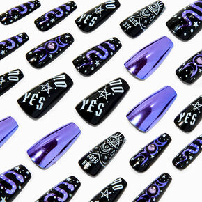 Ouija Board Squareletto Press On Faux Nail Set - 24 Pack,