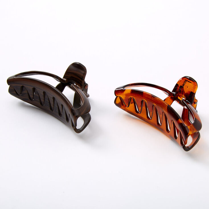 Claire's Pinces à cheveux avec découpe écaille de tortue et bois d'imitation - Marron, lot de 2