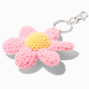 Pink Flower Crocheted Keychain,