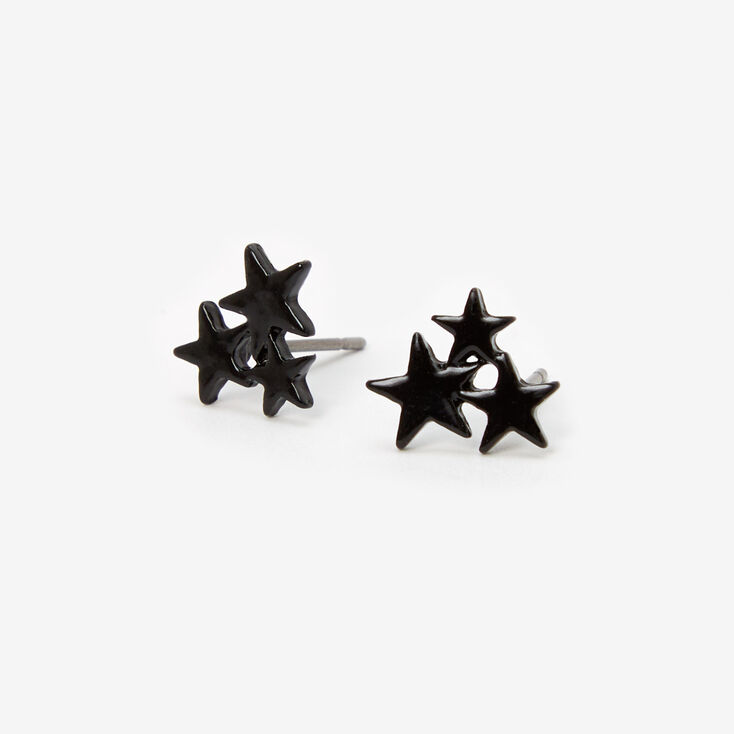 Black Triple Stars Stud Earrings,