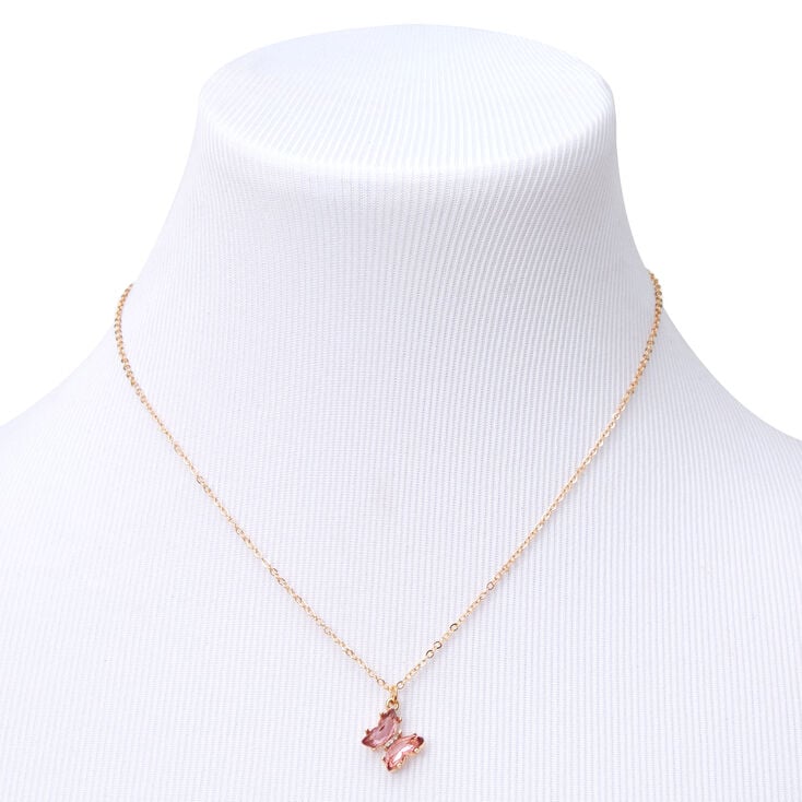 Butterfly Birthstone 16&quot; Gold Pendant Necklace - June,