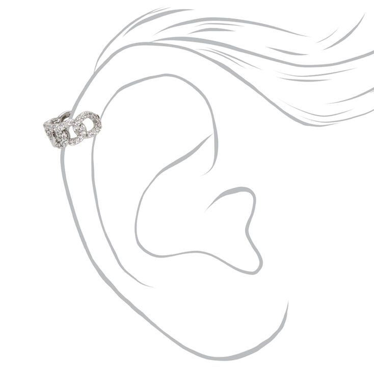 Silver 18G Crystal Chain Link Cartilage Hoop Earring,