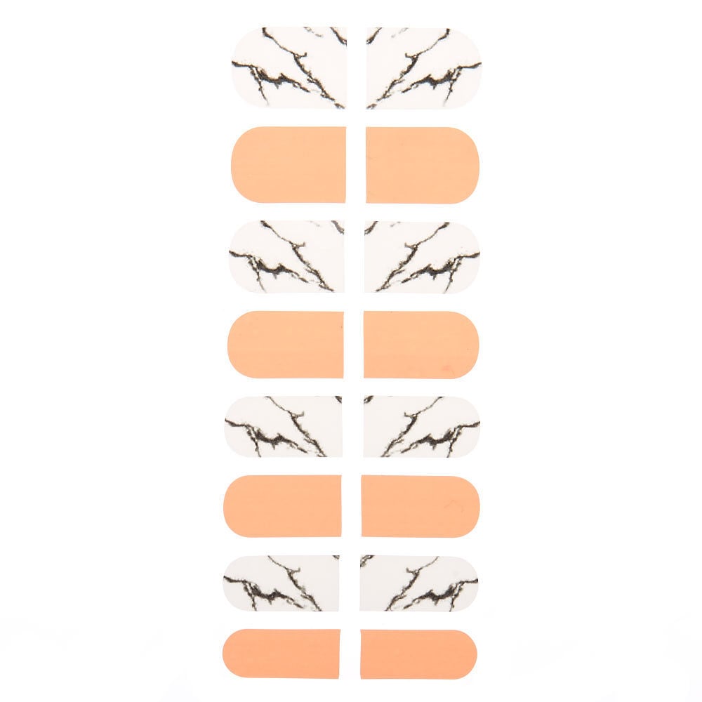 Marble Nail Stickers - White/Orange, 16 Pack,