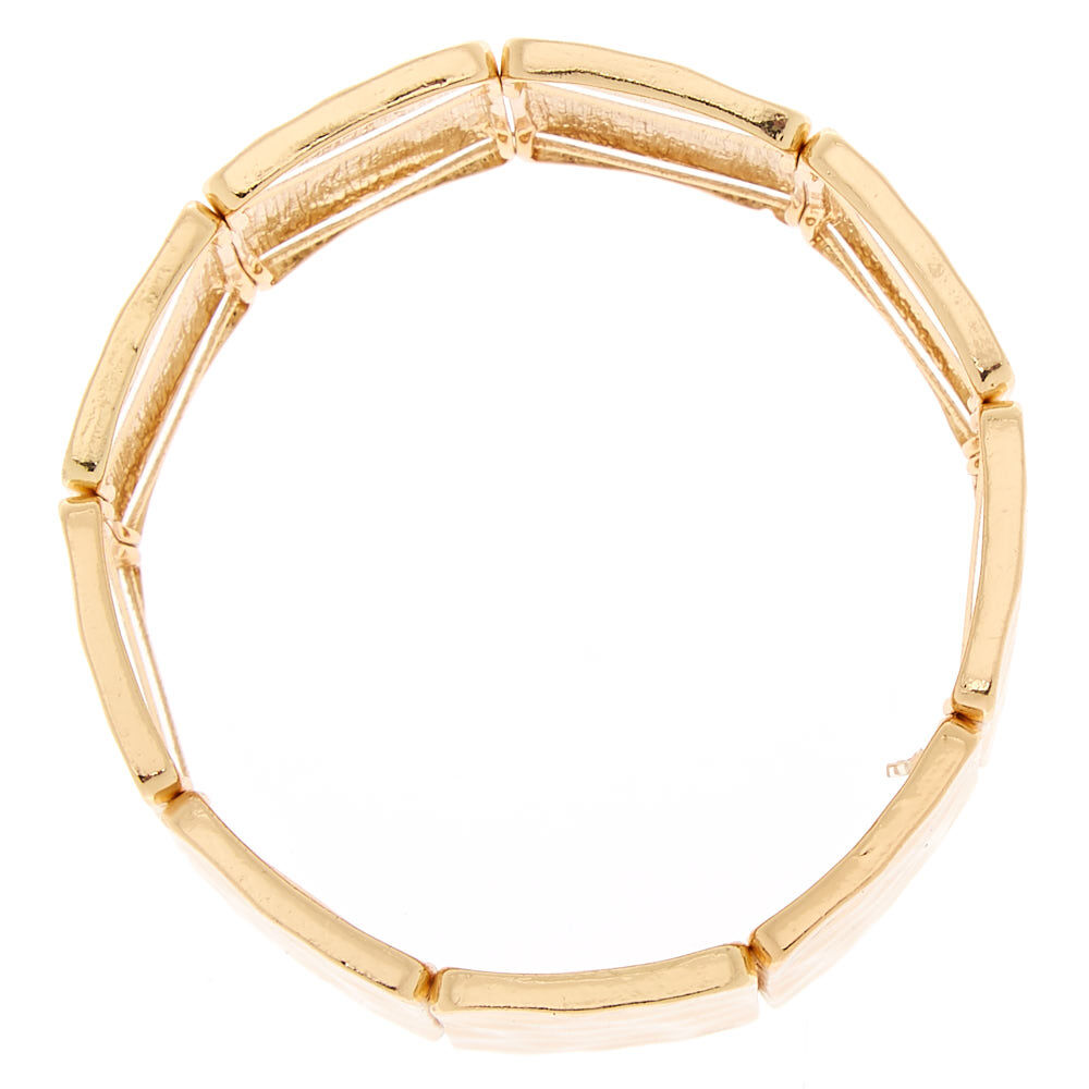 Gold Hammered Metal Stretch Bracelet,