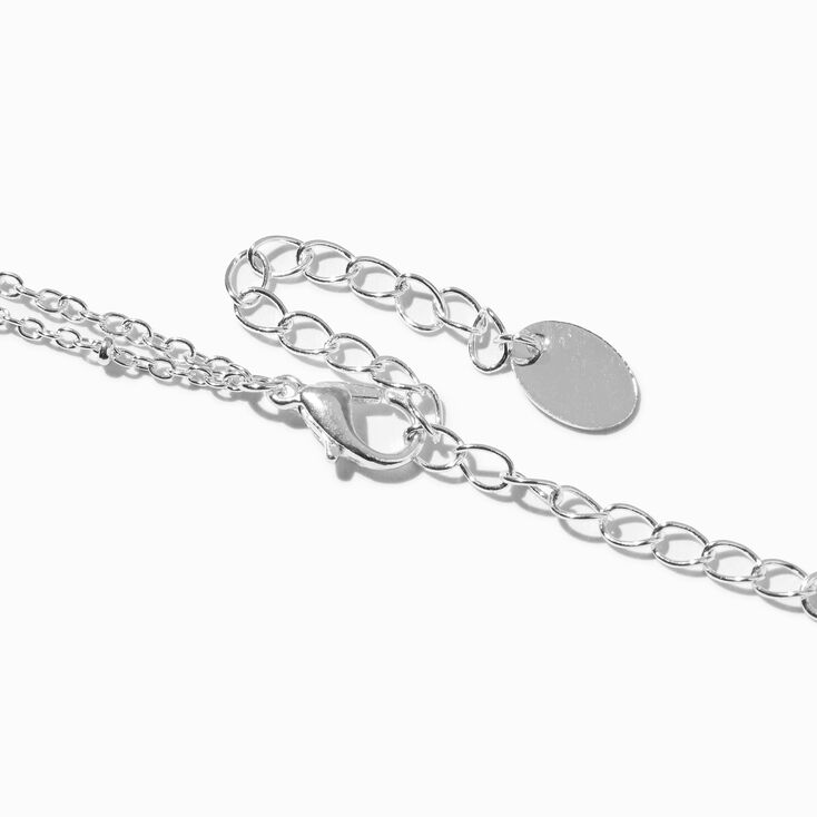 Silver-tone Bezel Daisy Y-Neck Multi-Strand Necklace,