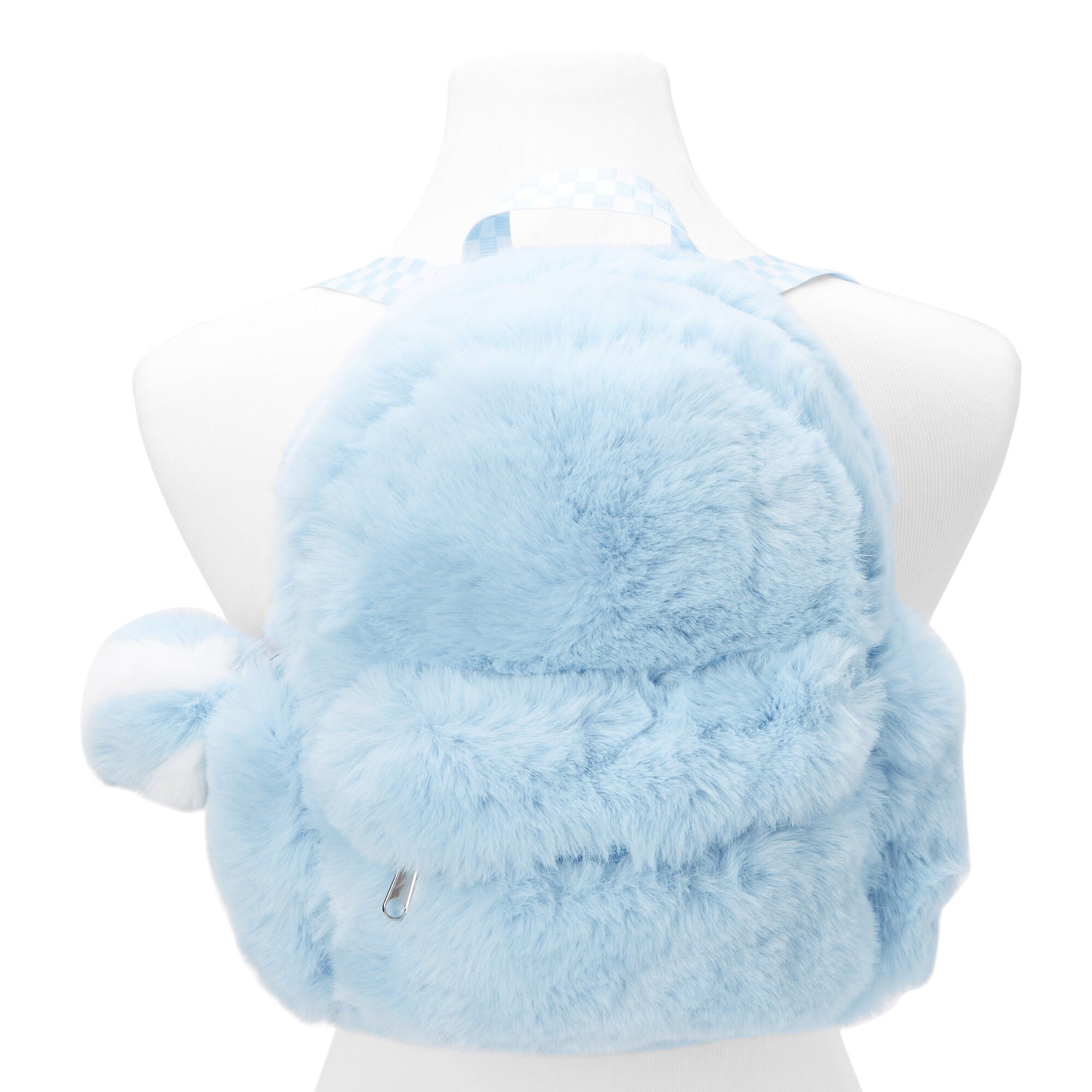 Light Blue Furry Fuzzy Backpack Claire s US