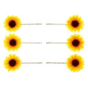 Sunflower Bobby Pins - Yellow, 6 Pack,