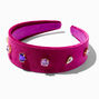 Gemstone Studded Dark Pink Velvet Headband,