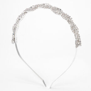 Silver-tone Braided Crystal Statement Headband,