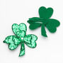 St. Patrick&#39;s Day Green Shimmer Shamrock Snap Hair Clips - 2 Pack,