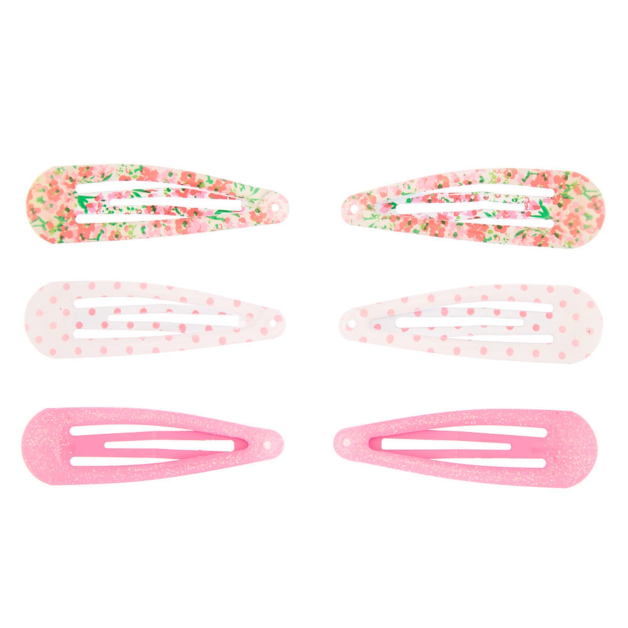 View Claires Club Floral Snap Hair Clips Pink 6 Pack information