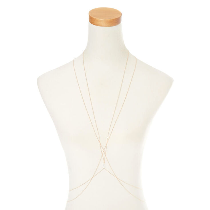 Rose Gold-Tone Faux Pearl Body Chain,