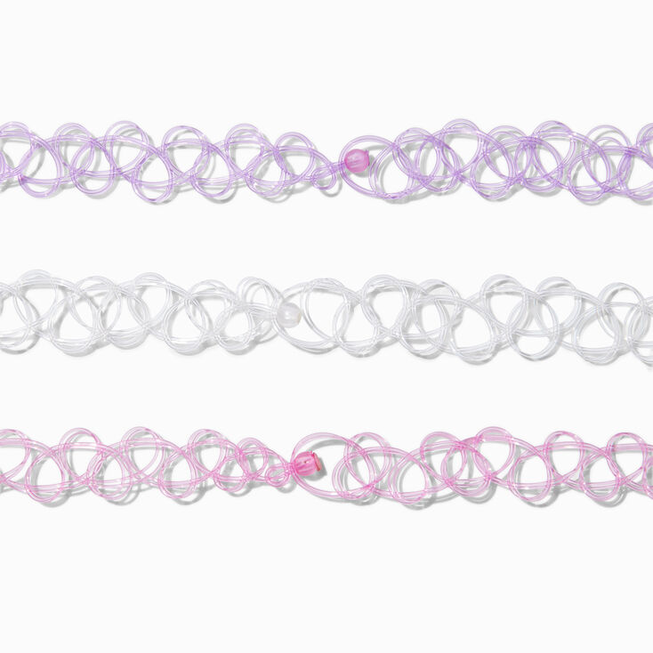 Ras-de-cou effet tatouage c&oelig;ur pastel best friends - Lot de 3,