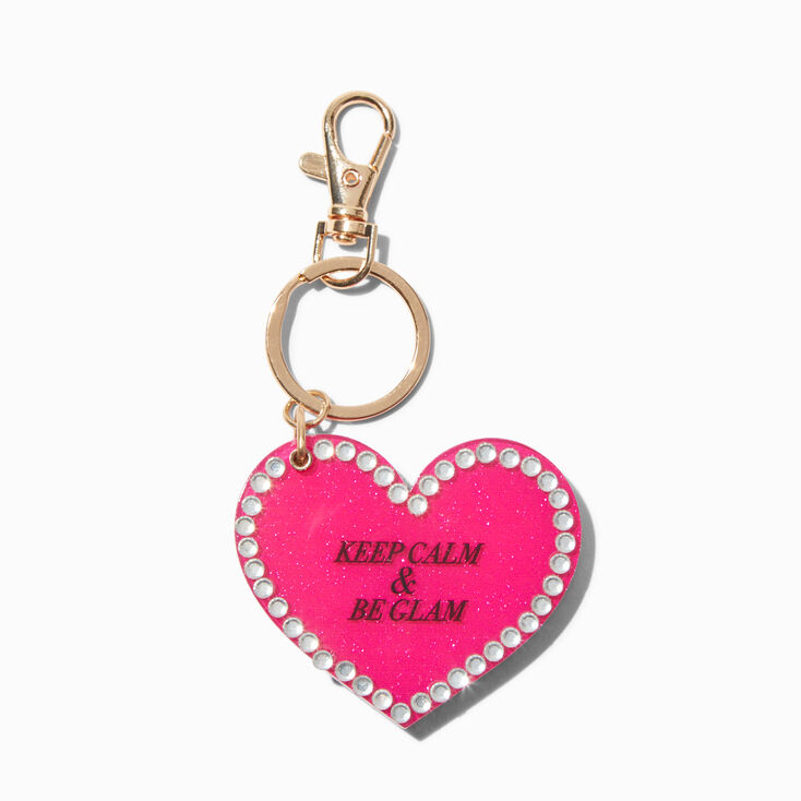 &quot;Keep Calm &amp; Be Glam&quot; Heart Mirror Keychain,