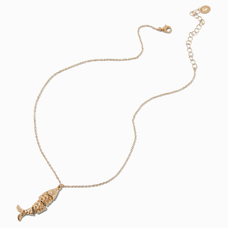 Gold-tone Articulated Fish Pendant Necklace,