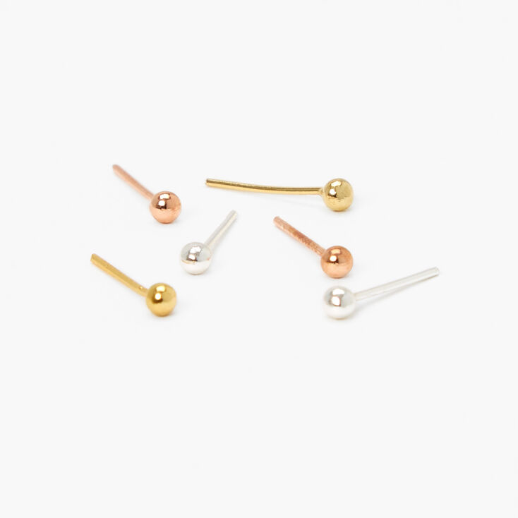 22G Mixed Metallic Nose Studs - 6 Pack,